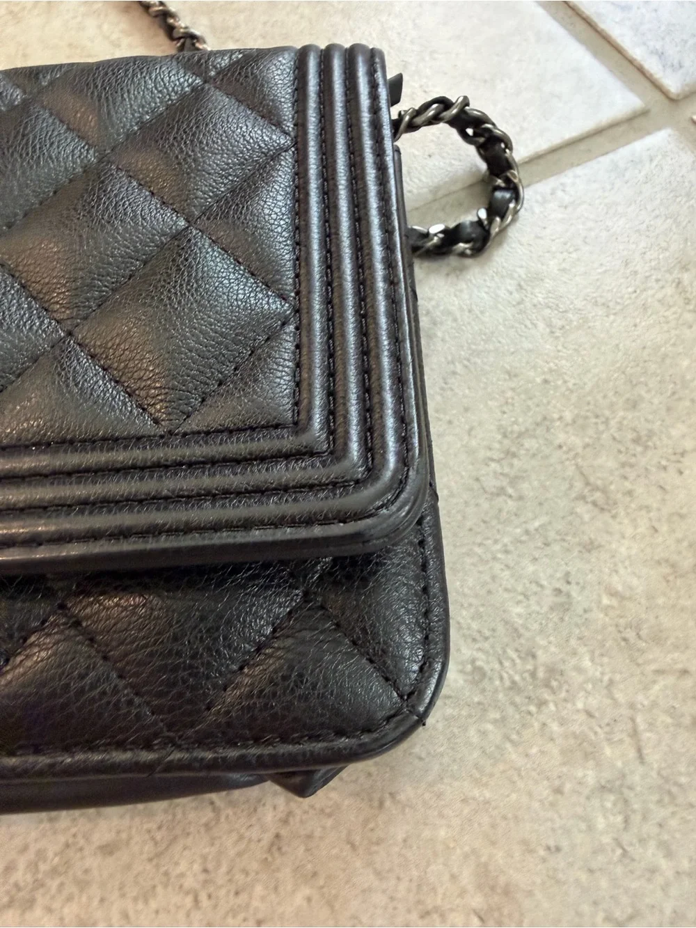 CHANEL Black Quilted Boy WOC